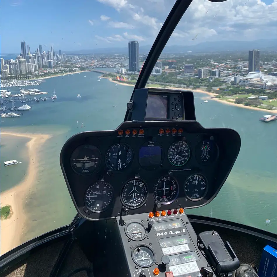 Pilot's aerial view of Gold Coast Australia